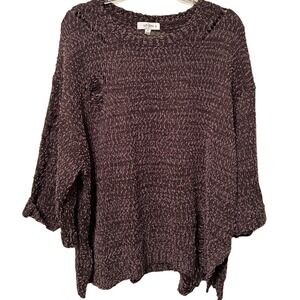 UMGEE USA Forever Dreaming Distressed Knit Sweater Oversized Sleeve Brown XL
